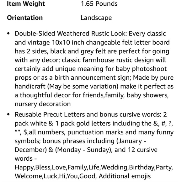 Double sided letter board 10x10 rustic frame - Picture 5 of 12